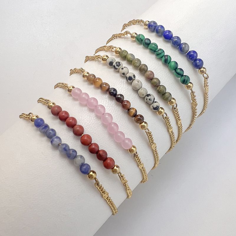 Right Grand Boho Handmade Fashion Summer Beach Jewelry Women Stainless Steel Gold Plated Beaded Tiger Eye Natural Stone Bracelet