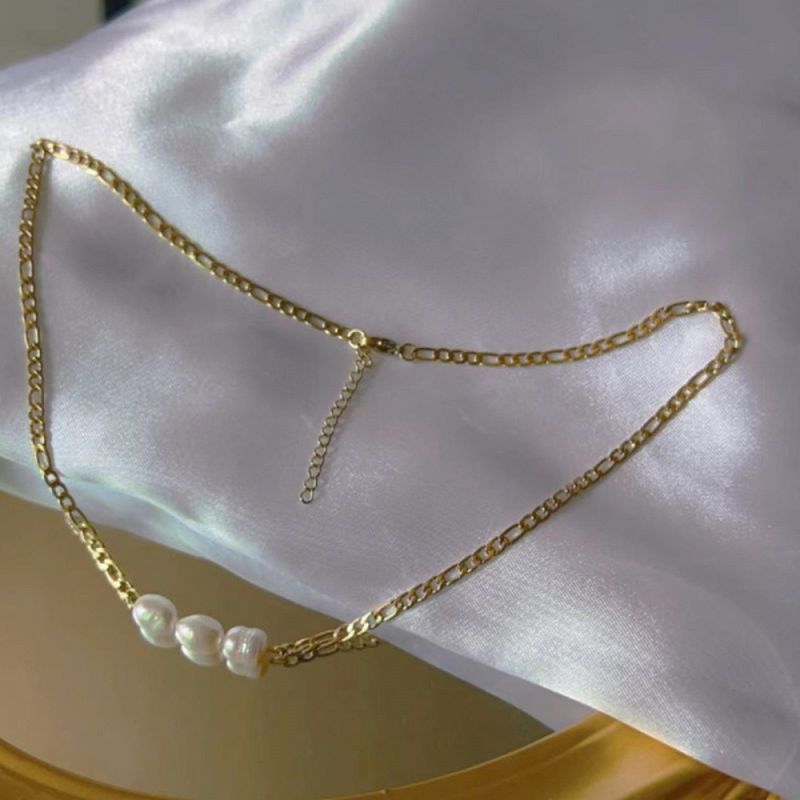 Right Grand Elegant Wedding Fashion Jewelry Stainless Steel Gold Plated Fresh Water Pearl Necklace Bracelet And Ring Set
