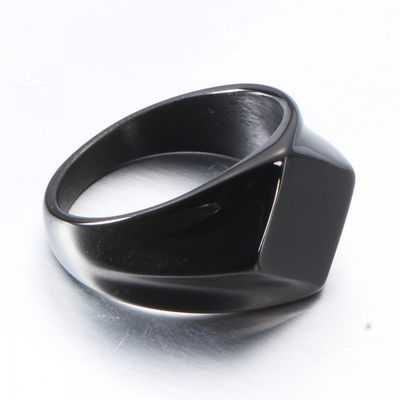Right Grand Waterproof Jewelry Personalized Laser Logo Jewelry Geometric Engraved Gold Plated Custom Stainless Steel Blank Signet Ring