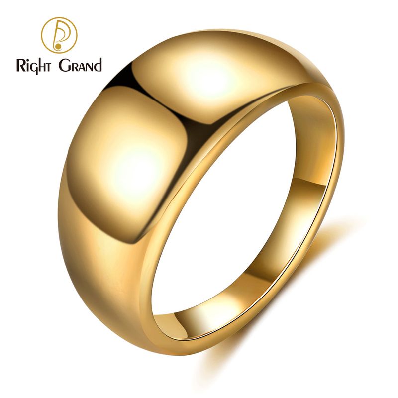 Right Grand Wholesale Fashion Women Tarnish Free Jewelry Laser Logo Stainless Steel Gold Plated Oval Bold Chunky Ring