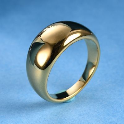 Right Grand Wholesale Fashion Women Tarnish Free Jewelry Laser Logo Stainless Steel Gold Plated Oval Bold Chunky Ring