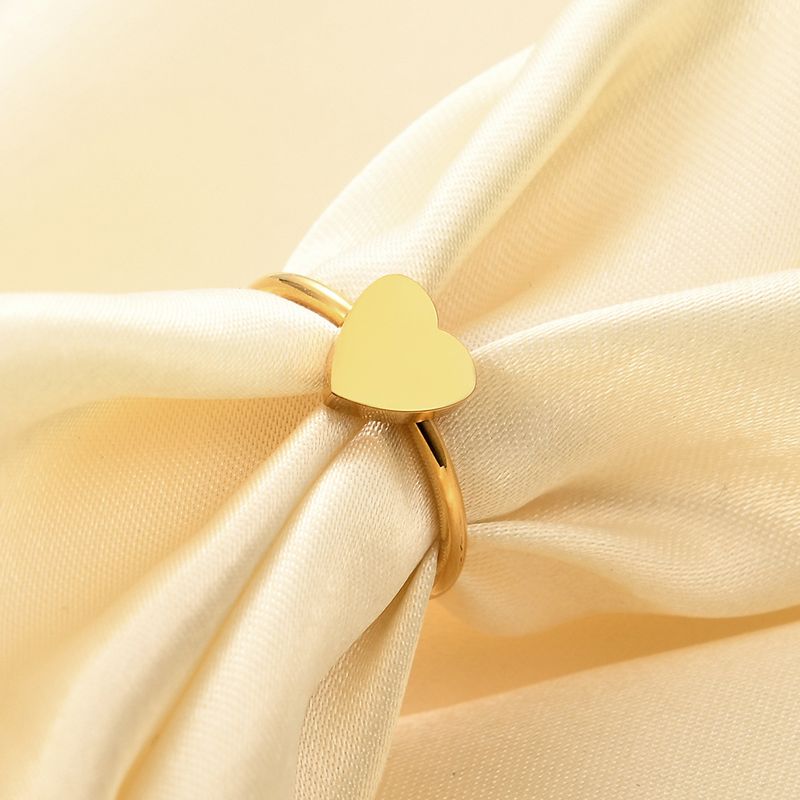 Right Grand Custom Simple Dainty Fashion Women Non Tarnish Stainless Steel Jewelry Blank Signet Gold Plated Heart Rings