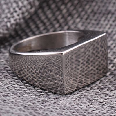 Right Grand Personalized Laser Logo Fashion Jewelry Blank Rectangle Engraved Gold Plated Signet Custom Stainless Steel Name Ring