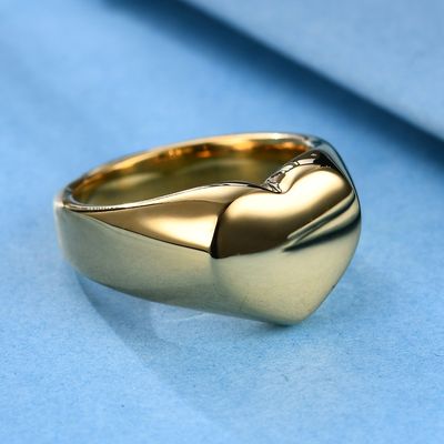 Right Grand Custom Simple Stainless Steel Jewelry Fashion Women Pvd Gold Plated Blank Signet Heart Finger Rings