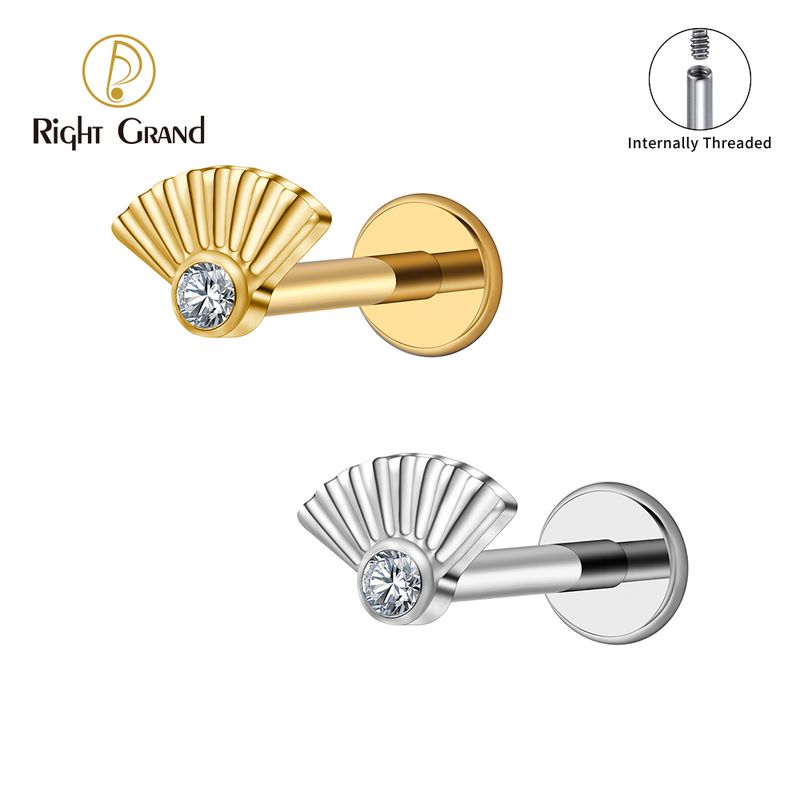 Right Grand ASTM F136 Titanium 16G Internal Thread Mini Kahlo CZ Labret Stud Sector Tragus Cartilage Helix Conch Nose Piercing