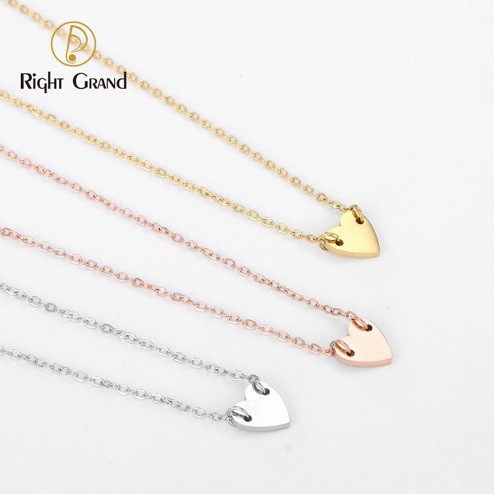 Right Grand Minimalist Dainty Trending Gifts Jewelry Women Stainless Steel Gold Plated Tiny Heart Pendant Necklace