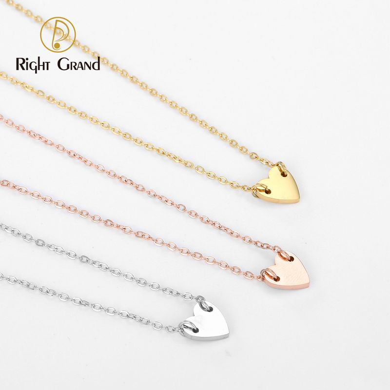 Right Grand Minimalist Dainty Trending Gifts Jewelry Women Stainless Steel Gold Plated Tiny Heart Pendant Necklace