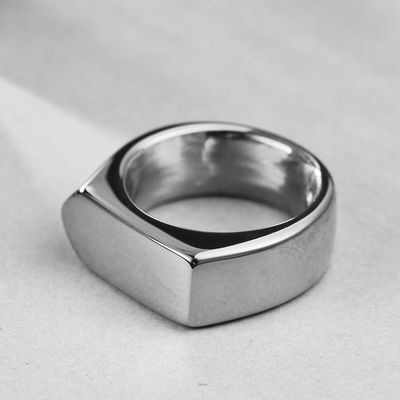 Right Grand Factory Supplier Simple Fashion Custom Blank Laser Engraving Logo Jewelry Gold Plated Stainless Steel Signet Ring