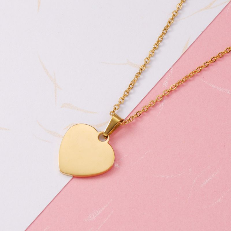 Right Grand Personalized Jewelry Stainless Steel Engraved Blank Custom Name Logo 18K Gold Plated Love Heart Pendant Necklace