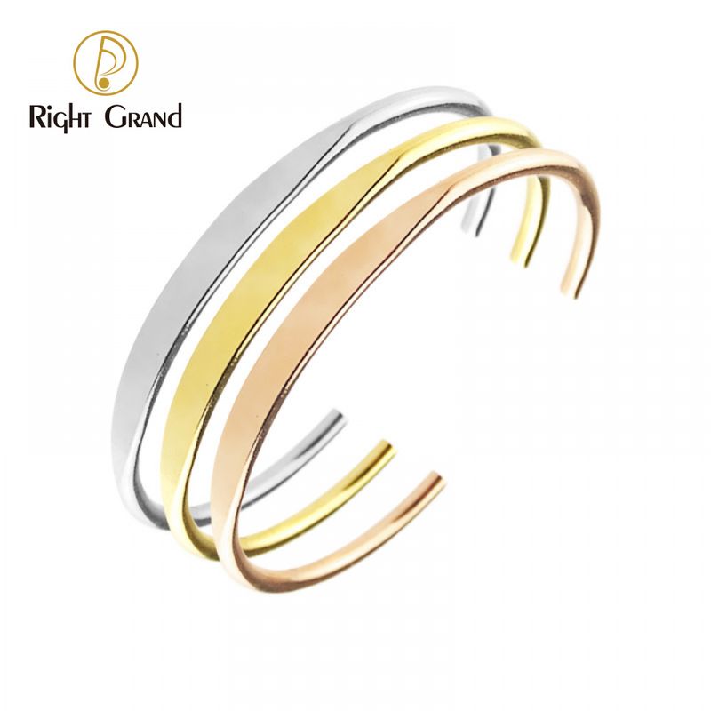 Right Grand Fashion Jewelry Pvd Gold Plated Stainless Steel Open Blank Engraved Stainless Steel Cuff Bangle Bracelet