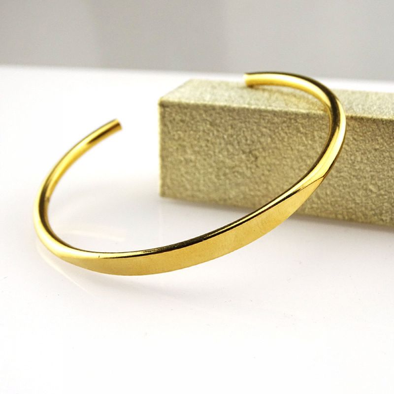Right Grand Fashion Jewelry Pvd Gold Plated Stainless Steel Open Blank Engraved Stainless Steel Cuff Bangle Bracelet