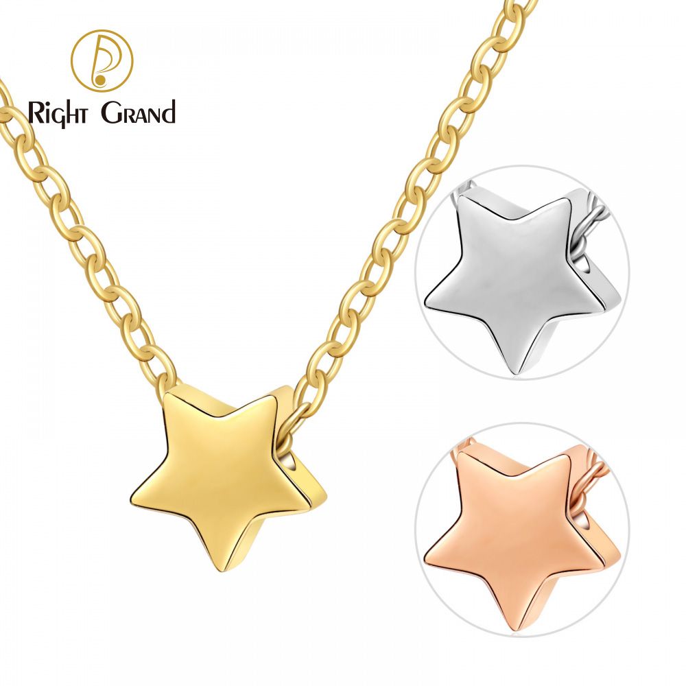 Right Grand Fashion Jewelry Stainless Steel Jewelry Pvd Gold Plated Tiny Star Charm Necklace