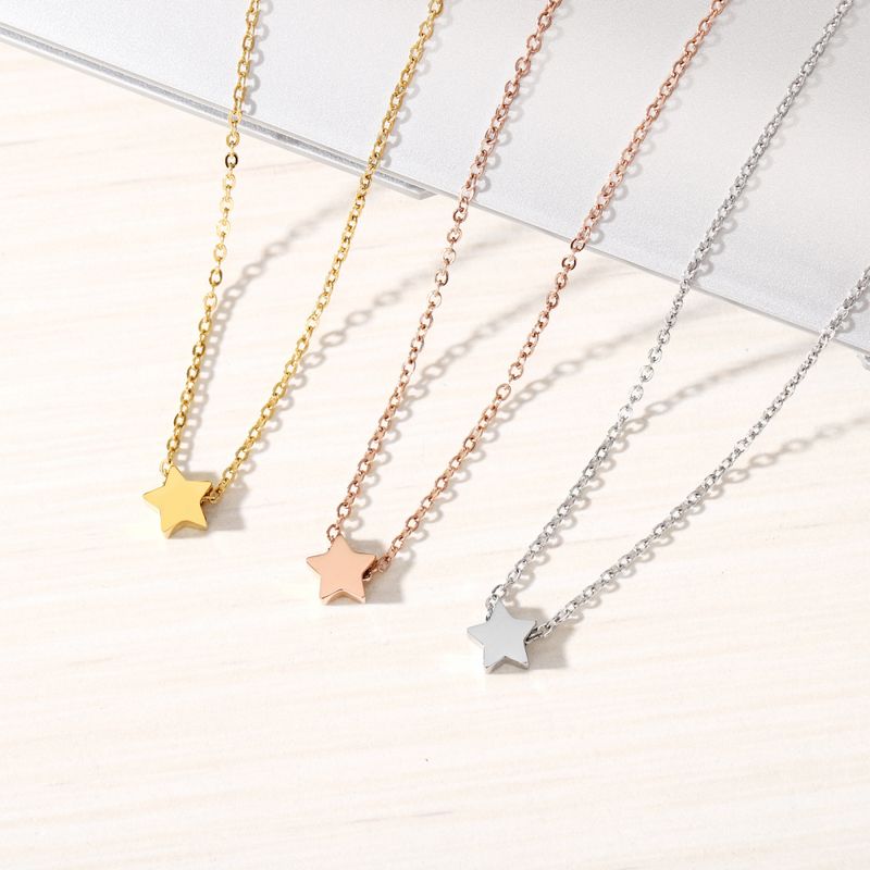 Right Grand Fashion Jewelry Stainless Steel Jewelry Pvd Gold Plated Tiny Star Charm Necklace