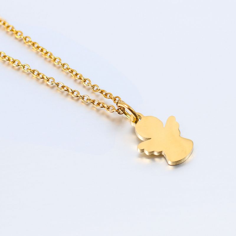 Right Grand Fashion Trendy Stainless Steel Accessories Jewelry Gold Plated Angel Wing Pendant Necklace