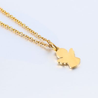 Right Grand Fashion Trendy Stainless Steel Accessories Jewelry Gold Plated Angel Wing Pendant Necklace