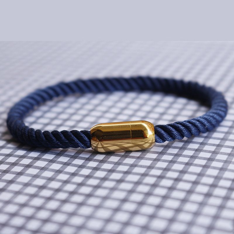 Right Grand Fashion Jewelry Custom Personalized Logo Name Stainless Steel Magnet Clasp Braided Rope Nylon Thread Bracelet