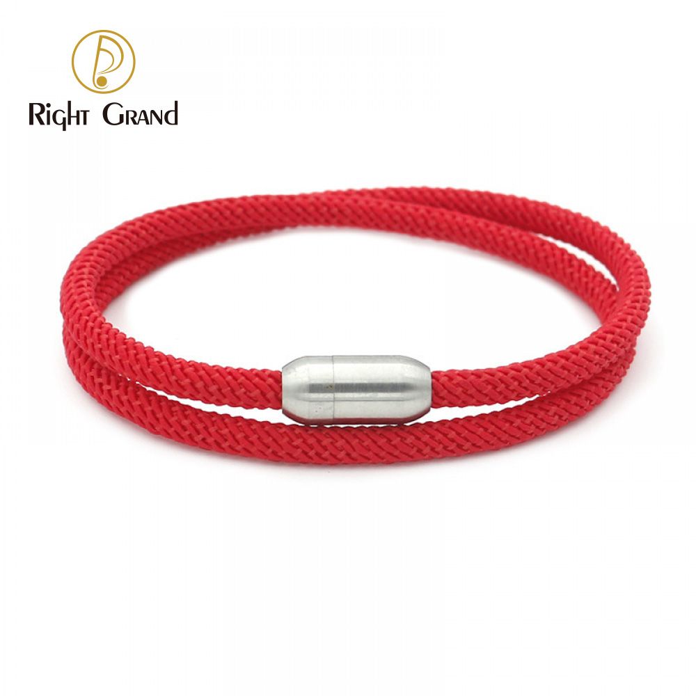 Right Grand Wholesale Couple Friendship Custom Fashion Jewelry Stainless Steel Magnet Clasp Woven Braided Rope Thread Bracelet