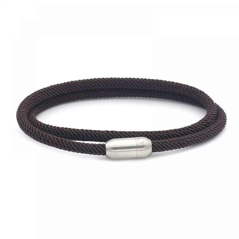 Right Grand Wholesale Couple Friendship Custom Fashion Jewelry Stainless Steel Magnet Clasp Woven Braided Rope Thread Bracelet
