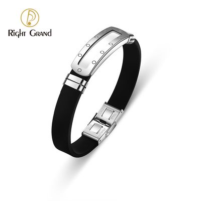 Right Grand Wholesale Fashion Men Bracelet Silicone Jewelry Hollow Stainless Steel Wrist Band Rubber Custom Silicone Bracelets