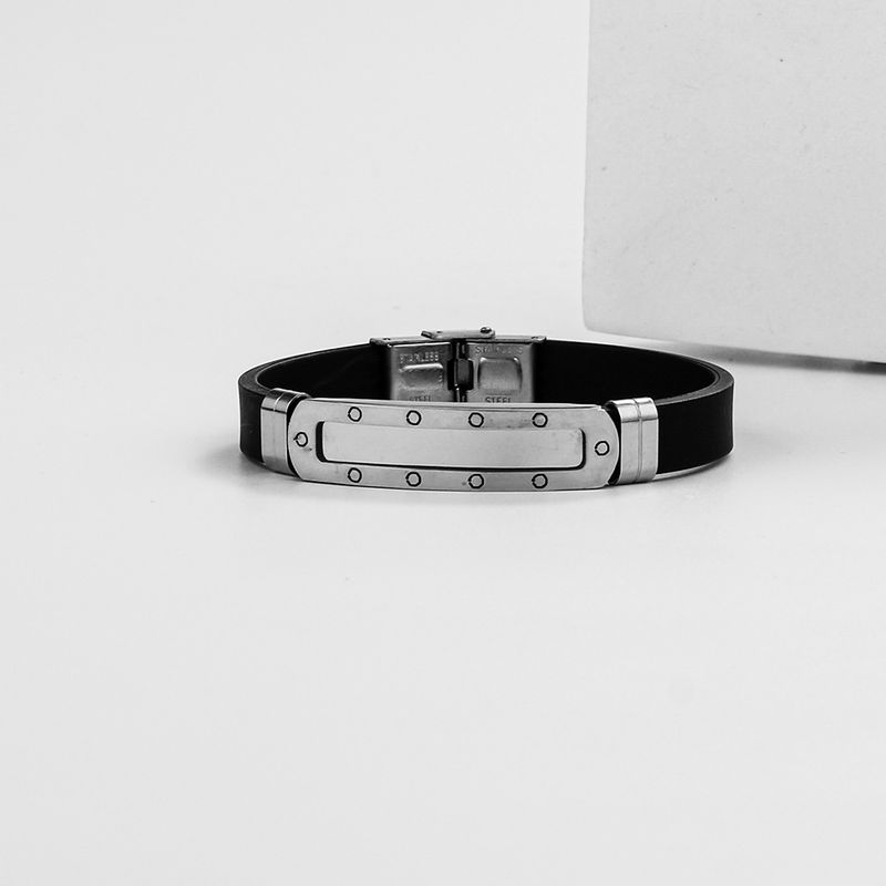 Right Grand Wholesale Fashion Men Bracelet Silicone Jewelry Hollow Stainless Steel Wrist Band Rubber Custom Silicone Bracelets