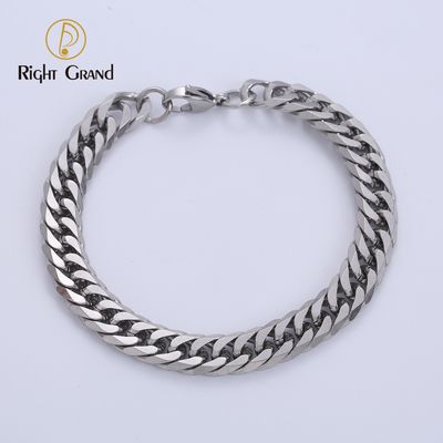 Right Grand Hip Hop Fashion Waterproof Chunky Jewelry Homme Pvd Plated Stainless Steel Cuban Chain Bracelet
