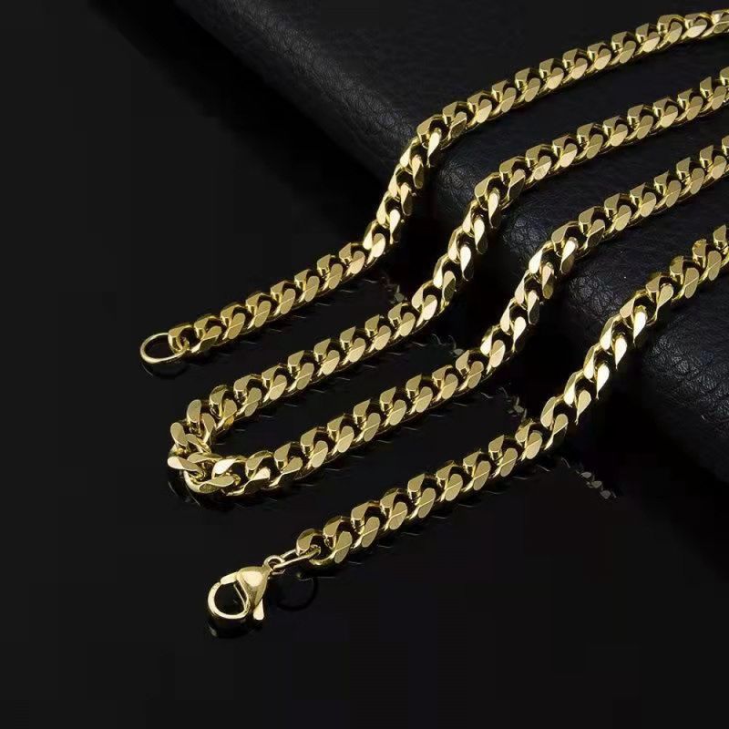 Right Grand Hip Hop Punk Fashion Non Tarnish Waterproof Stainless Steel Gold Plated Men Jewelry Women Cuban Link Chain Necklace