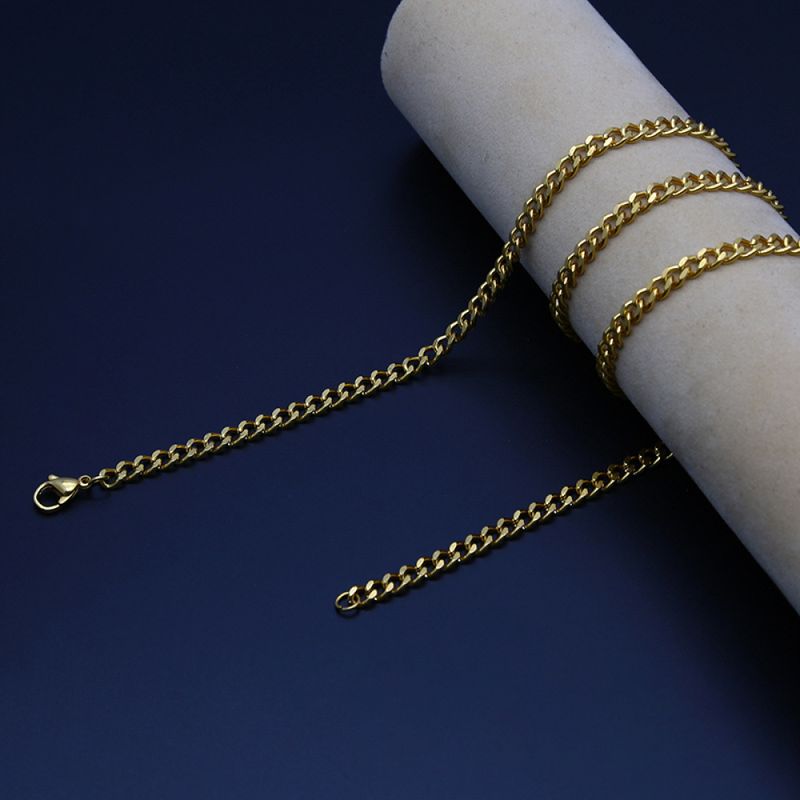 Right Grand Hip Hop Luxury Fashion Non Tarnish Stainless Steel Gold Plated Men Jewelry Women Cuban Link Chain Necklace