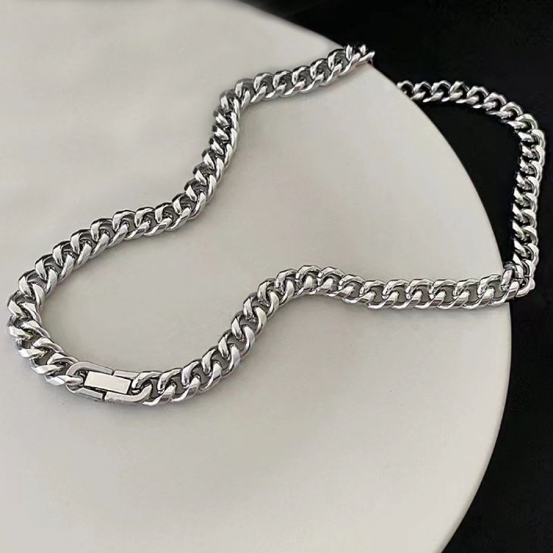 Right Grand High quality Hip Hop Punk Fashion Jewelry High Polished Stainless Steel Men Women Cuban Link Chain Necklace