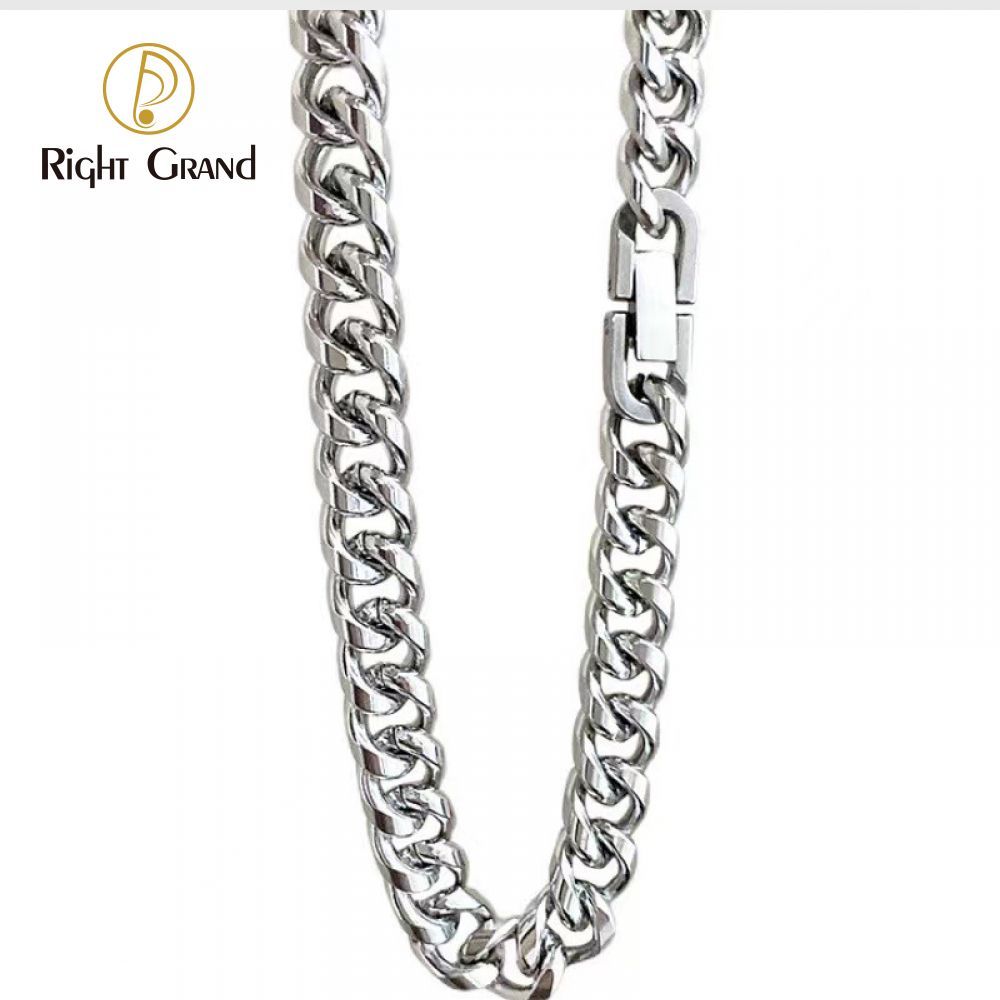 Right Grand High quality Hip Hop Punk Fashion Jewelry High Polished Stainless Steel Men Women Cuban Link Chain Necklace