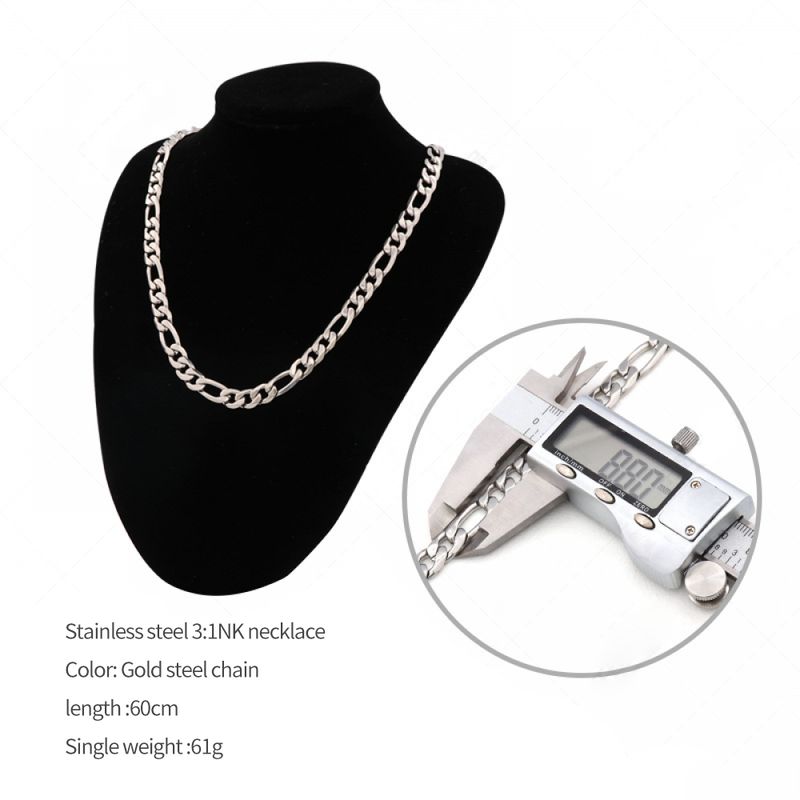 Right Grand High Quality Unisex Man Non Tarnish Fashion Pvd Gold Plated Stainless Steel Figaro Chain Necklace