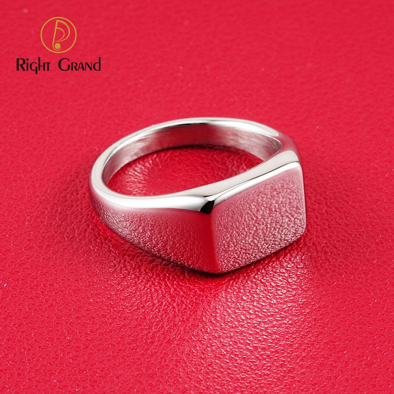 Right Grand Minimalist Personality High polish Stainless Steel Signet Ring for Men Stainless Steel Wide Ring