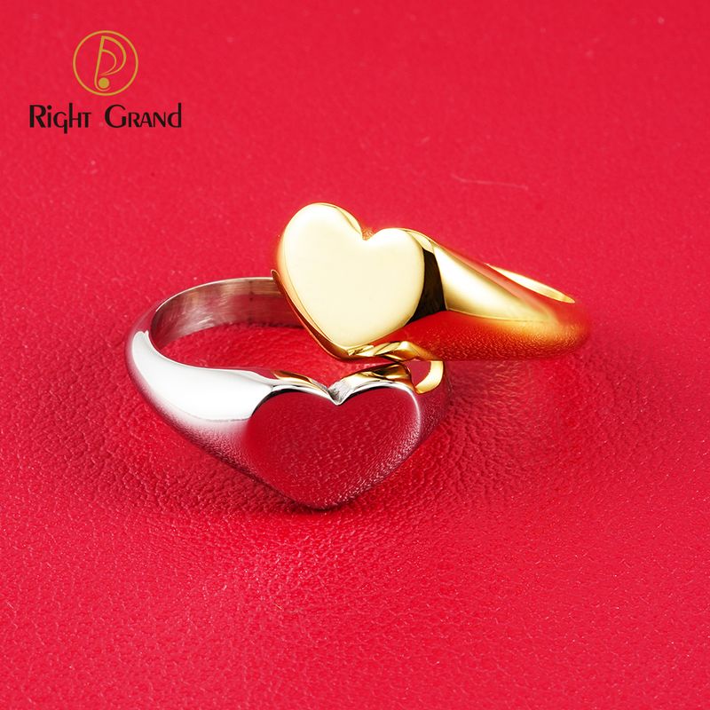 Right Grand Heart Shaped Rings For Women Gold Color Stainless Steel Custom Design Fashion Blank Ring Jewelry Anniversary Gift
