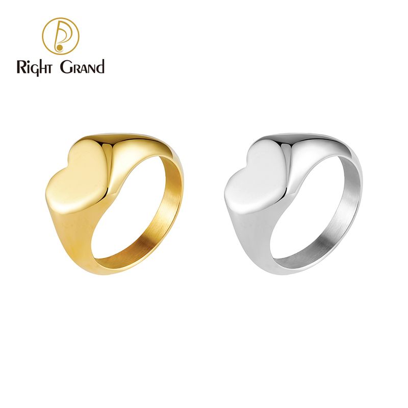 Right Grand Heart Shaped Rings For Women Gold Color Stainless Steel Custom Design Fashion Blank Ring Jewelry Anniversary Gift