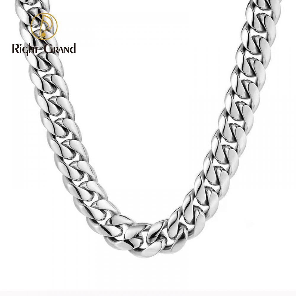 Right Grand Hip Hop Wholesale Custom Men Women&#39;s Jewelry PVD Plated Stainless Steel Thick Chunky Miami Cuban Link Chain Choker Necklace