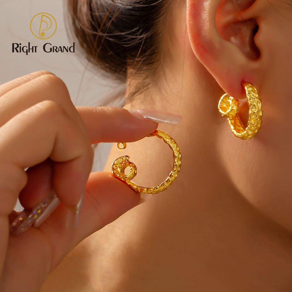 Right Grand New Fashion Tarnish Free Pvd Coating Jewelry Hypoallergenic Gold Plated Twist Circle Stainless Steel Chunky Hoop Earrings