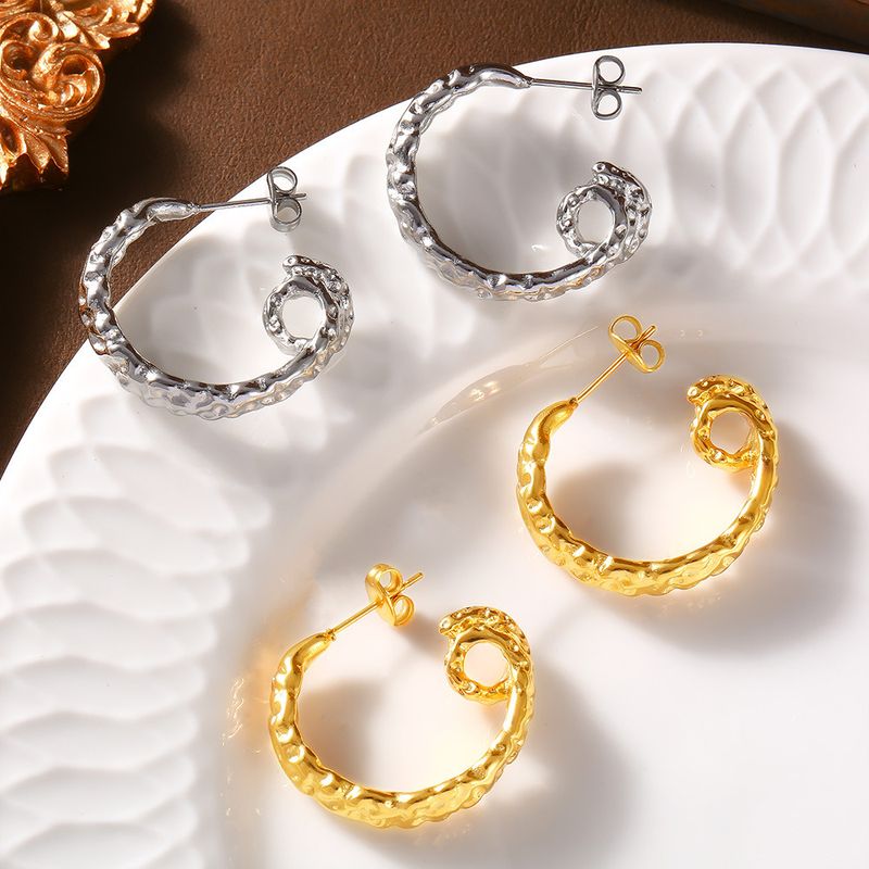 Right Grand New Fashion Tarnish Free Pvd Coating Jewelry Hypoallergenic Gold Plated Twist Circle Stainless Steel Chunky Hoop Earrings