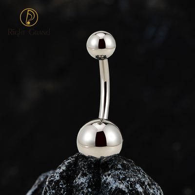 Right Grand ASTM F136 Titanium 14G Internally Threaded Simple Ball Belly Button Ring Classic Banana Barbell Navel Ring Piercing Body Jewelry
