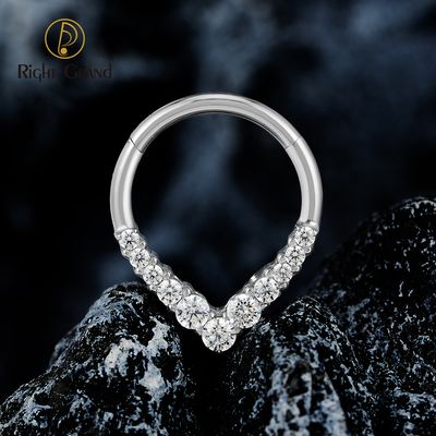 Right Grand ASTM F136 Titanium 16G Teardrop CZ Septum Ring Unisex Hinged Segment Hoop Earring Daith Clicker Nose Piercing