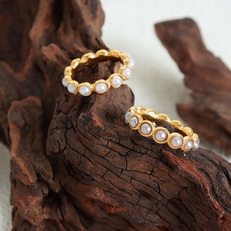 Right Grand New Delicate Simple Fashion Women Jewelry Handmade Gold Plated Stainless Steel Shell Pearl Ring