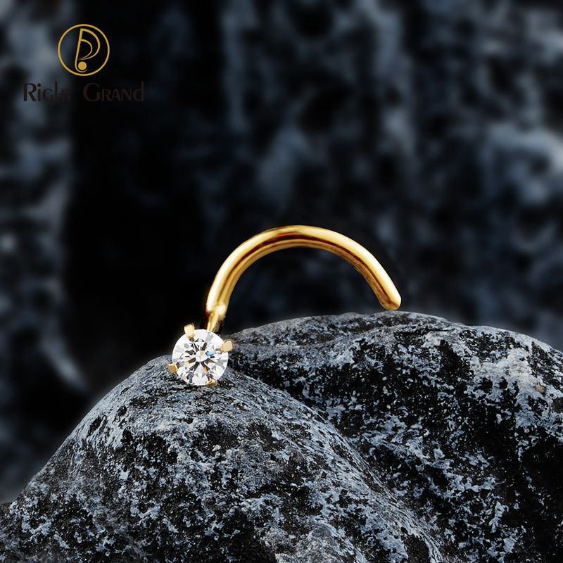 Right Grand ASTM F136 Titanium 20G Nose Stud Ring Hypoallergenic CZ/Ball/Heart/Star Corkscrew Nose Nostril Body Piercing Jewelry