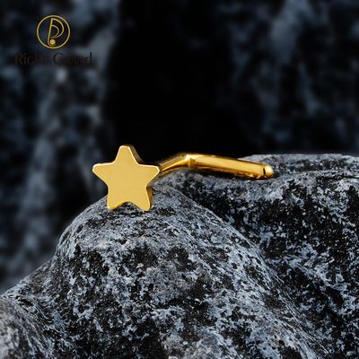Right Grand ASTM F136 Titanium 20G L-Shaped Nose Nostril Stud Piercing Jewerly CZ/Ball/Heart/Star Nose Screw Stud Ring