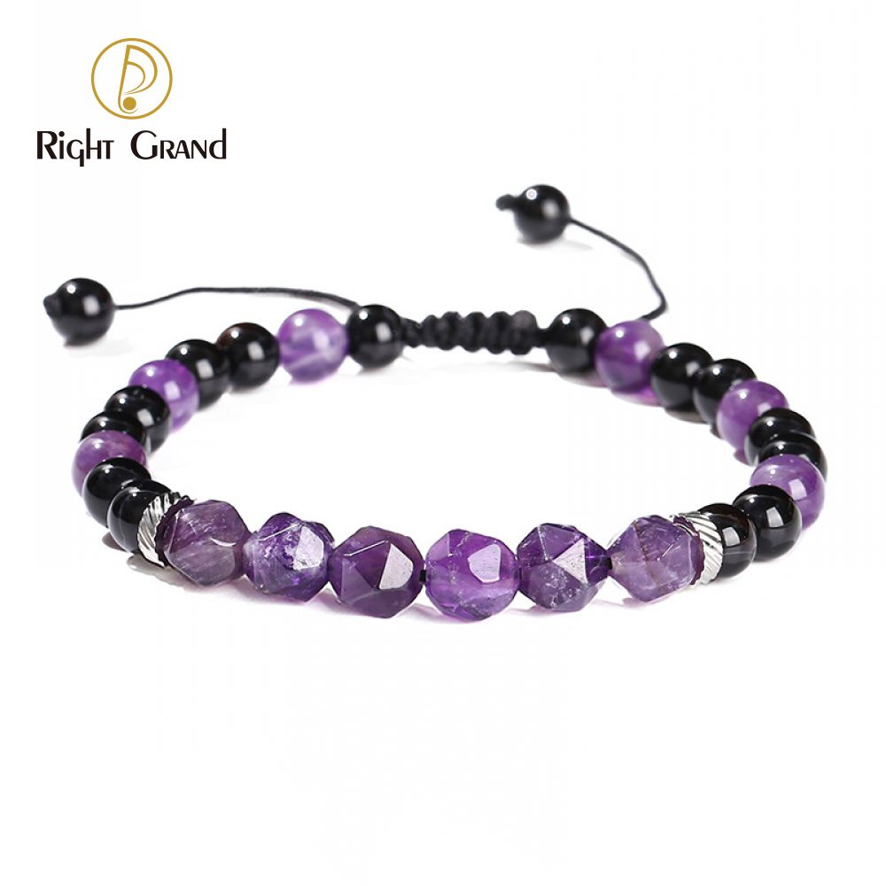 Right Grand Trendy Handmade Adjustable Stretchy Fashion Jewelry Braided Rope Beaded Turquoise Onyx Healing Crystal Natural Stone Bracelets