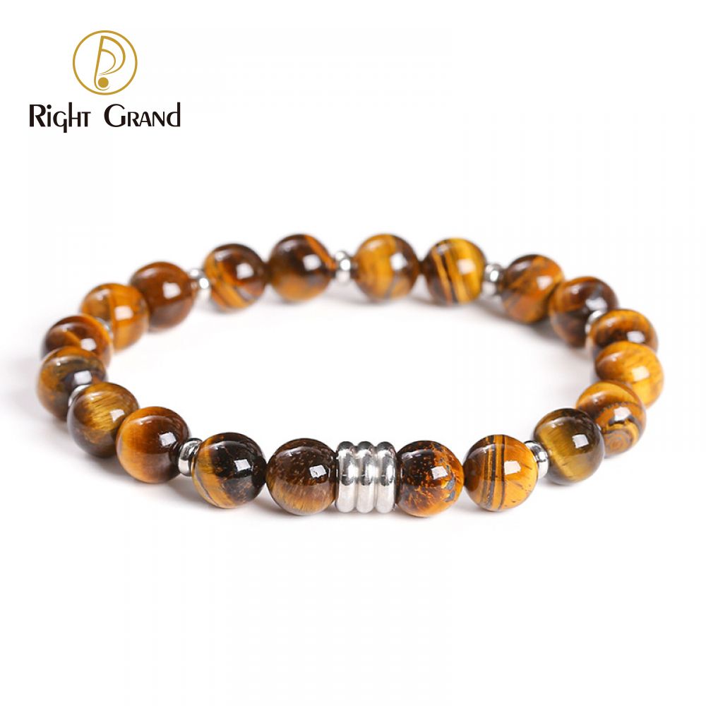 Right Grand Wholesale Fashion Women Men Stainless Steel African Turquoise Gemstone Healing Bead Natural Stone Red Tigers Eye Bracelet