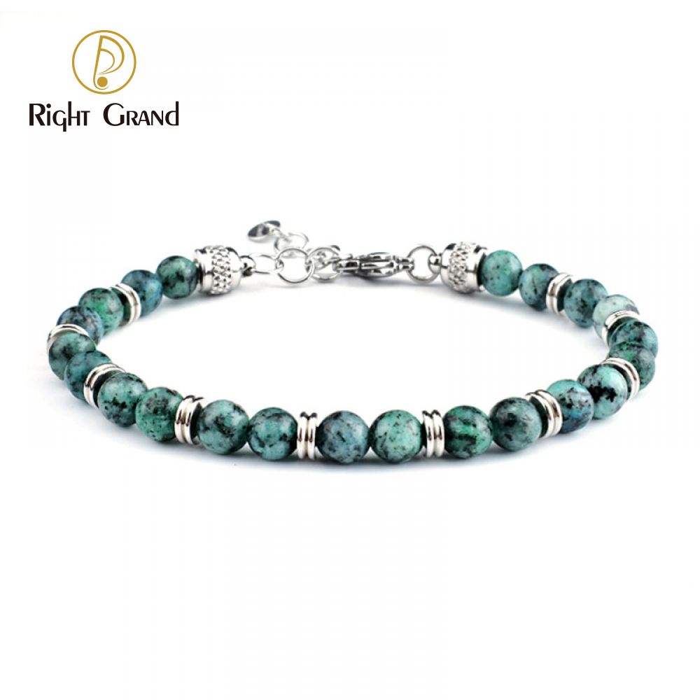Right Grand High Quality New Fashion Wholesale Men Jewelry Stainless Steel Natural Stone Turquoise Lapis Lazuli Beads Bracelet