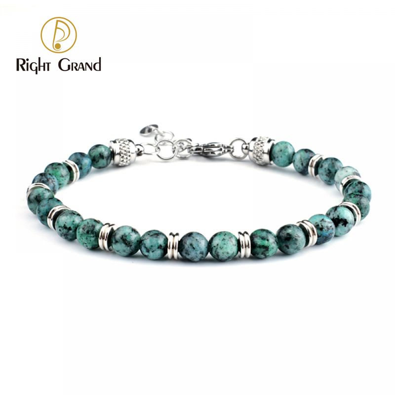 Right Grand High Quality New Fashion Wholesale Men Jewelry Stainless Steel Natural Stone Turquoise Lapis Lazuli Beads Bracelet