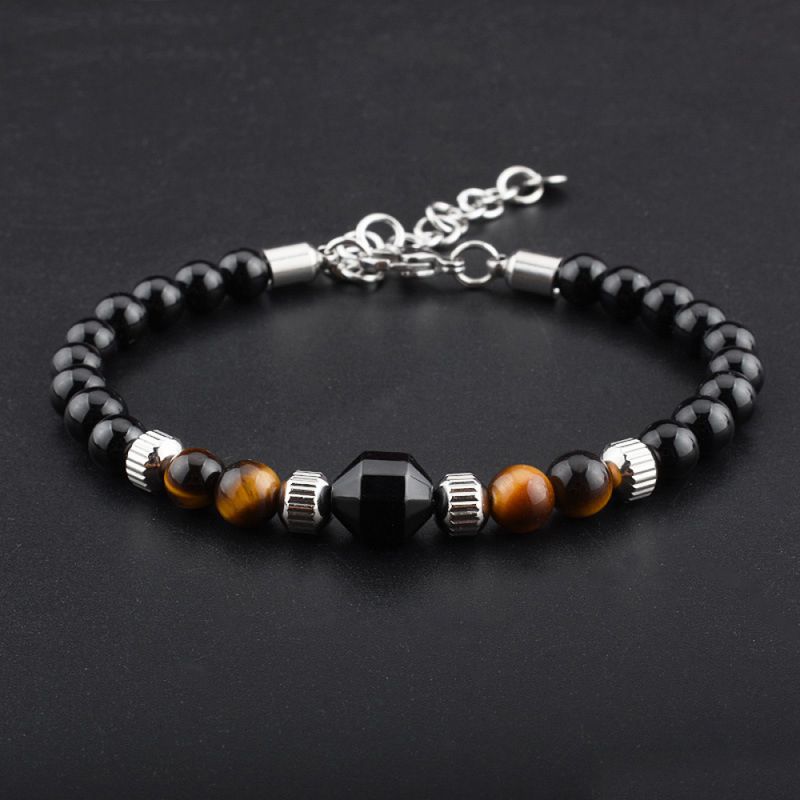 Right Grand High Quality Fashion Jewelry Stainless Steel Gemstone Agate Natural Stone Tiger Eye Handmade Beaded Bracelets