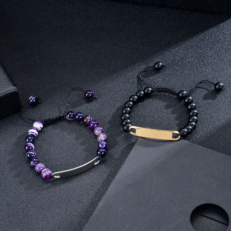 Right Grand New Diy Custom Valentine Fashion Jewelry Handmade Engraved Blank Bar Gemstone Crystal Beads Minimalist Natural Stone Bracelet