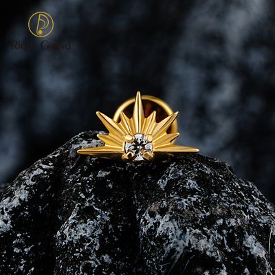 Right Grand ASTM F136 Titanium Internal Thread CZ Starburst Stud Earring 16G Sunrise Helix Stud Tragus Cartilage Labret Monroe Piercing Jewelry
