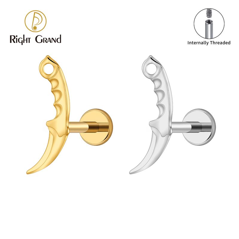 Right Grand ASTM F136 Titanium 16G Internal Thread Dagger Cartilage Earring Helix Stud Tragus Labret Piercing Jewelry