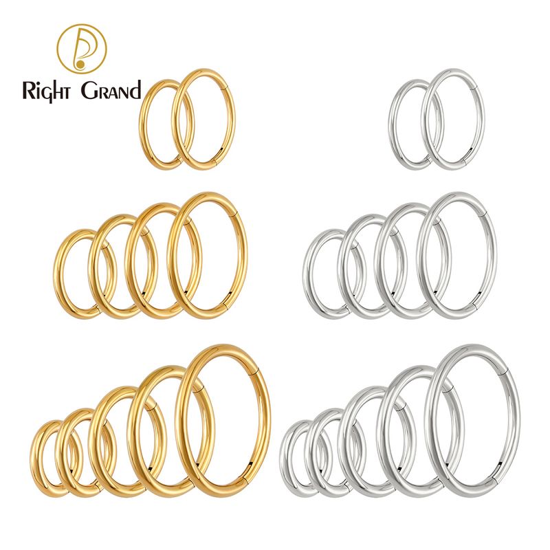 Right Grand Mirror Polish Titanium ASTM F136 Implant Grade Plain Classic Hinged Septum Clicker Nose Rings